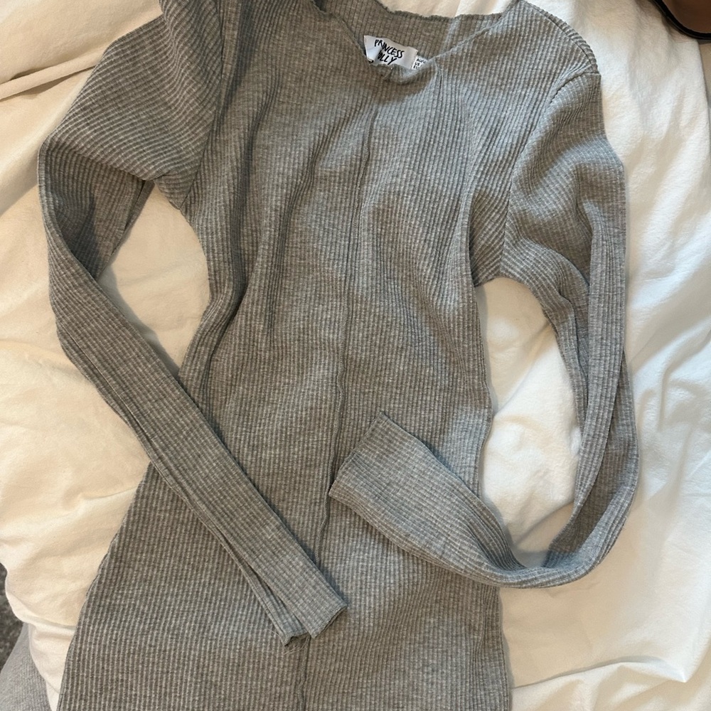 Princess Polly Gray Ribbed Mini Dress
